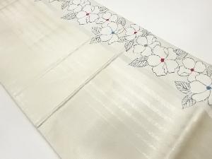 縞に花模様織出し袋帯